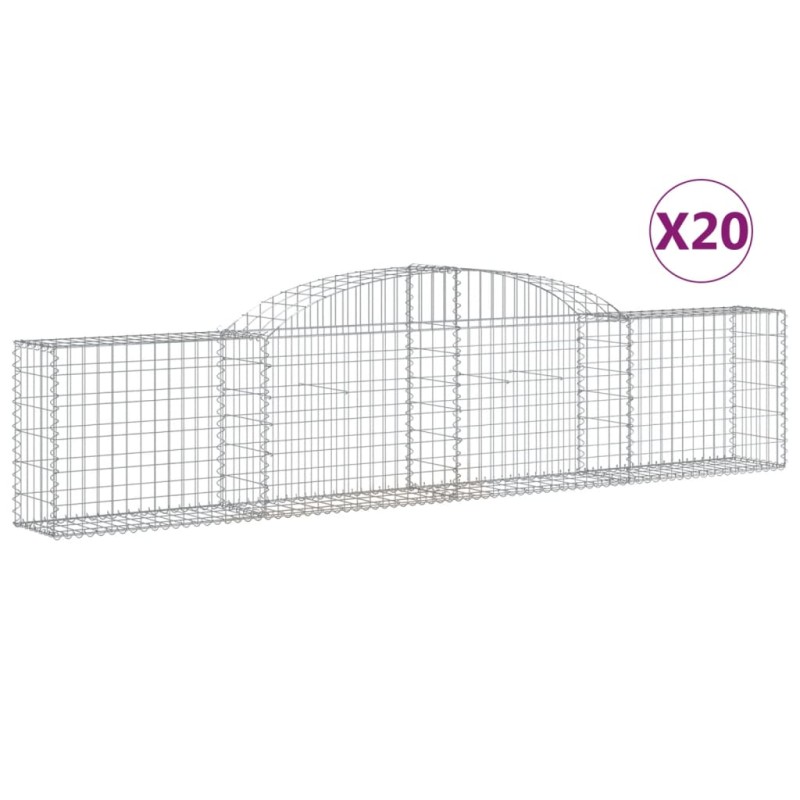 vidaXL Συρματοκιβώτια Τοξωτά 20 τεμ. 300x30x60/80 εκ. Γαλβαν. Ατσάλι