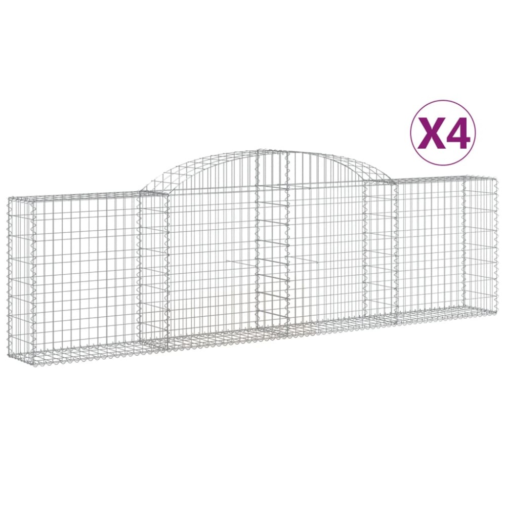 vidaXL Συρματοκιβώτια Τοξωτά 4 τεμ. 300x30x80/100 εκ. Γαλβαν. Ατσάλι