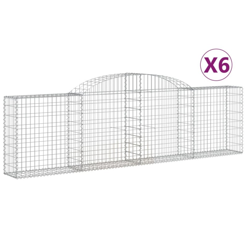 vidaXL Συρματοκιβώτια Τοξωτά 6 τεμ. 300x30x80/100 εκ. Γαλβαν. Ατσάλι