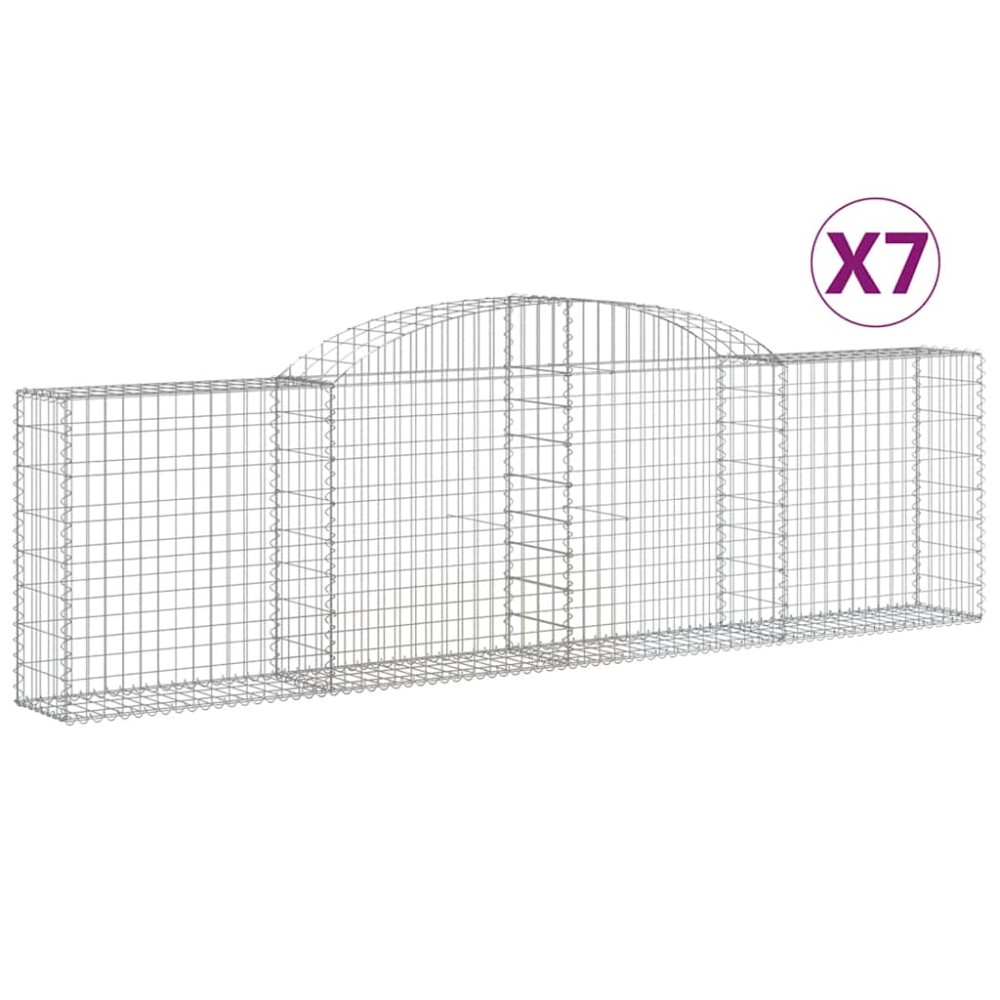 vidaXL Συρματοκιβώτια Τοξωτά 7 τεμ. 300x30x80/100 εκ. Γαλβαν. Ατσάλι