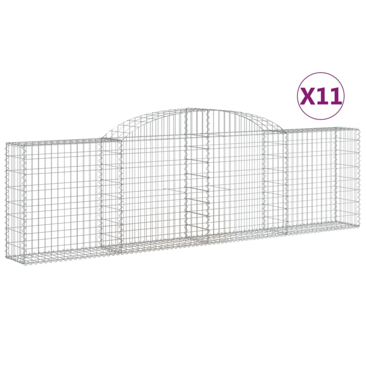vidaXL Συρματοκιβώτια Τοξωτά 11 τεμ. 300x30x80/100 εκ. Γαλβαν. Ατσάλι