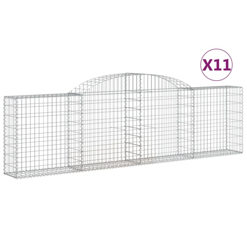 vidaXL Συρματοκιβώτια Τοξωτά 11 τεμ. 300x30x80/100 εκ. Γαλβαν. Ατσάλι