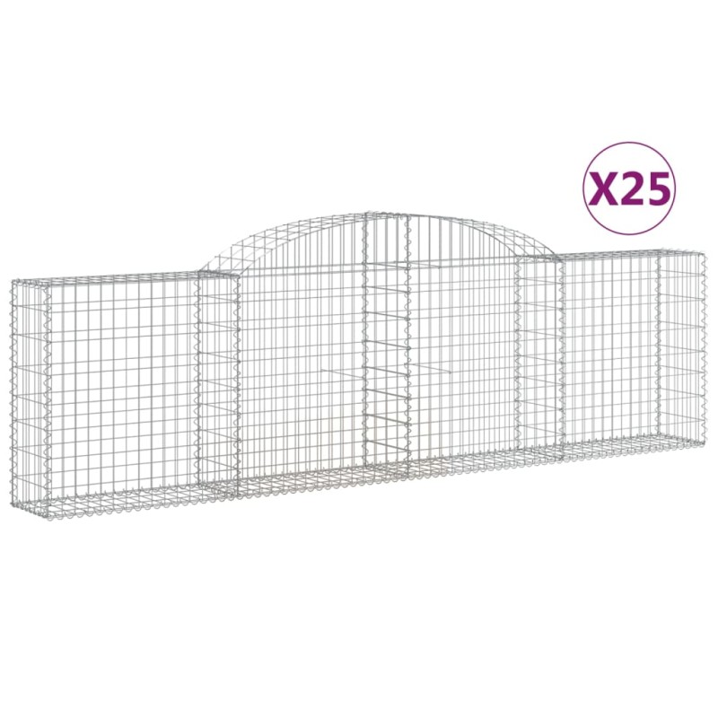 vidaXL Συρματοκιβώτια Τοξωτά 25 τεμ. 300x30x80/100 εκ. Γαλβαν. Ατσάλι