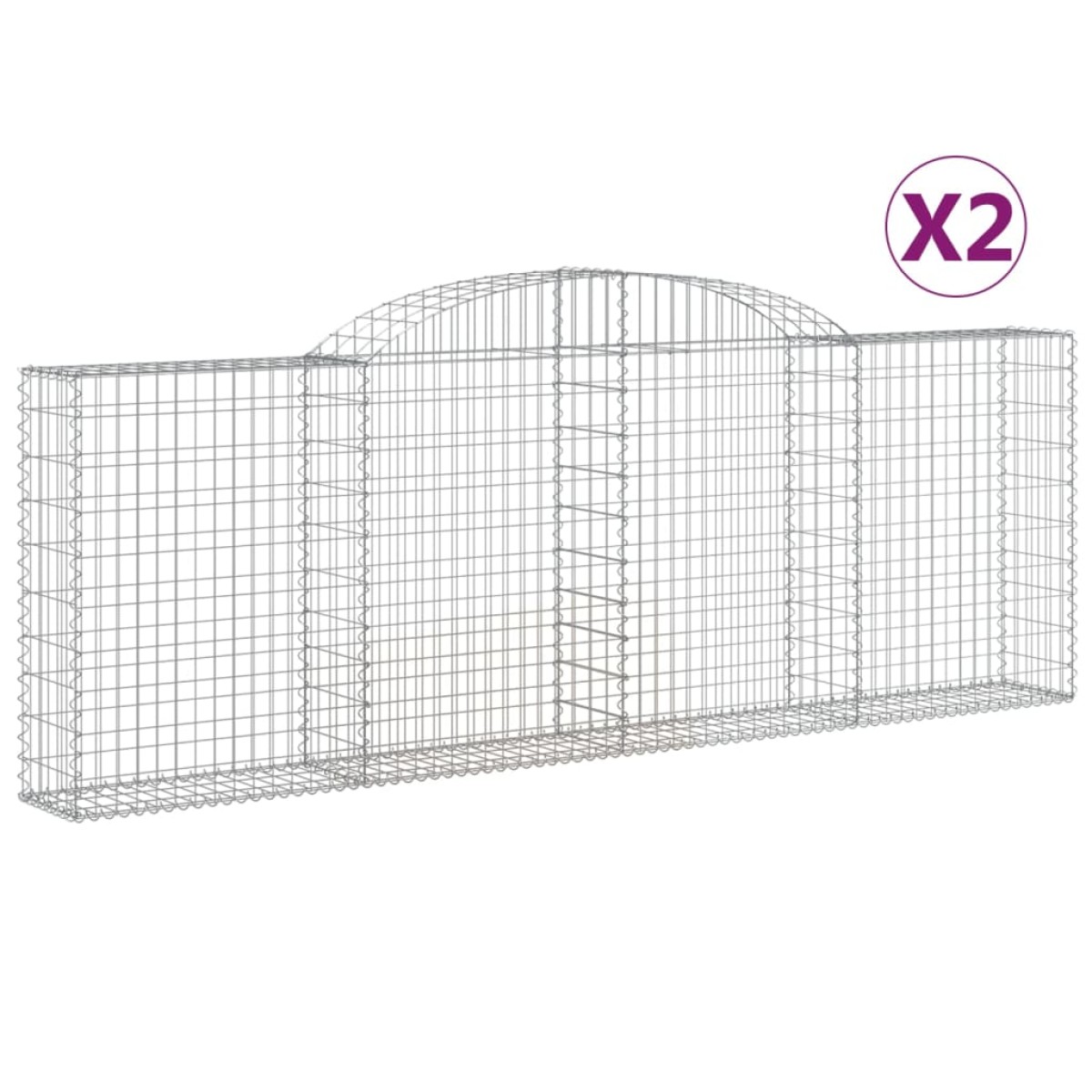 vidaXL Συρματοκιβώτια Τοξωτά 2 τεμ. 300x30x100/120 εκ. Γαλβαν. Ατσάλι