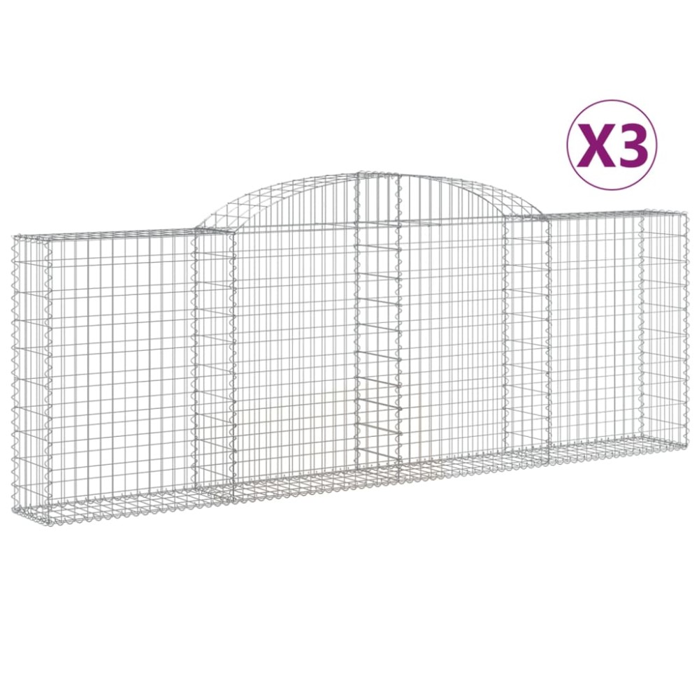 vidaXL Συρματοκιβώτια Τοξωτά 3 τεμ. 300x30x100/120 εκ. Γαλβαν. Ατσάλι