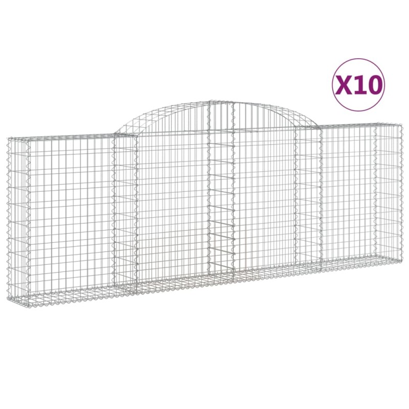 vidaXL Συρματοκιβώτια Τοξωτά 10 τεμ. 300x30x100/120 εκ. Γαλβαν. Ατσάλι