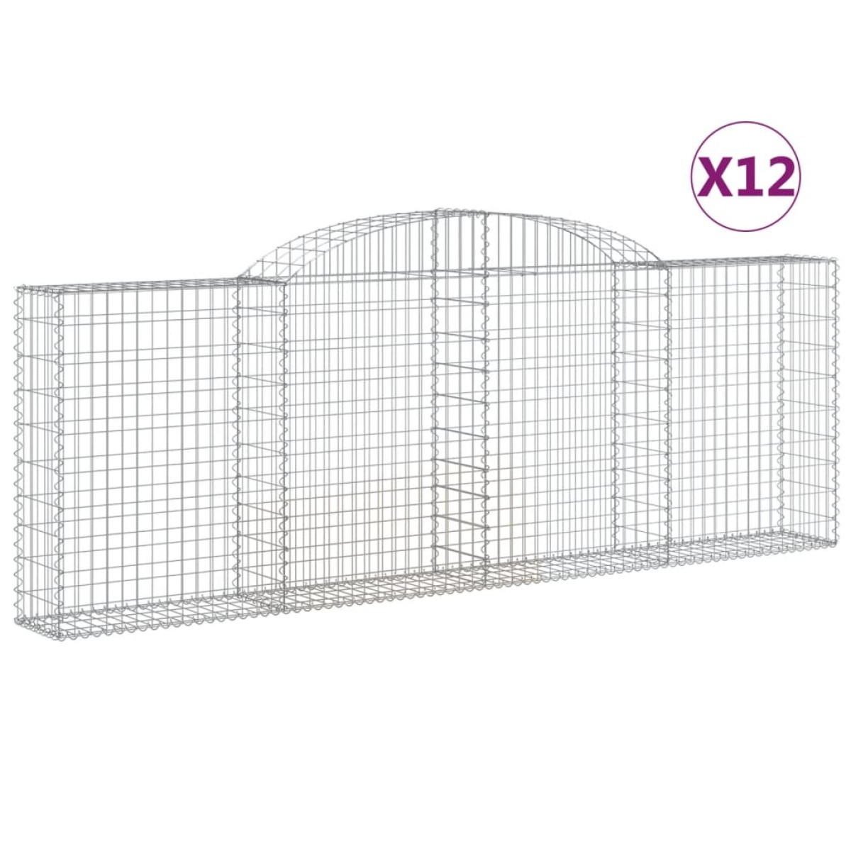 vidaXL Συρματοκιβώτια Τοξωτά 12 τεμ. 300x30x100/120 εκ. Γαλβαν. Ατσάλι