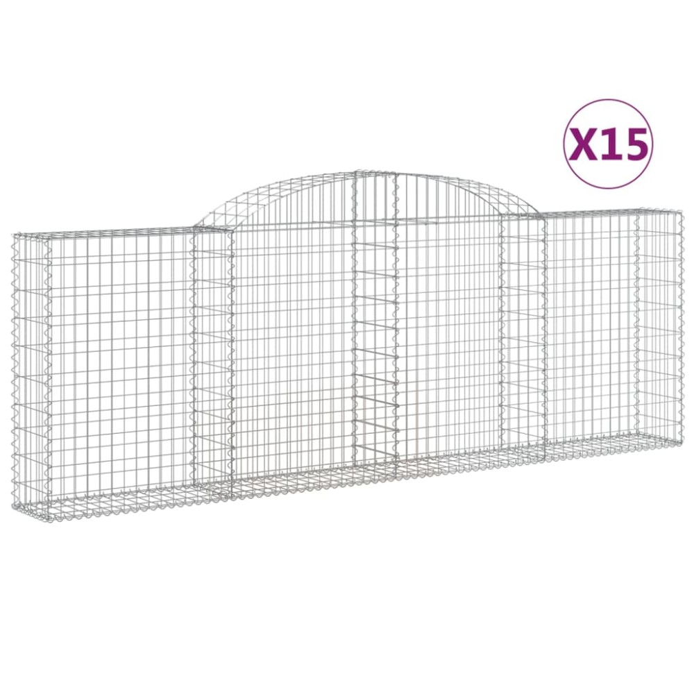 vidaXL Συρματοκιβώτια Τοξωτά 15 τεμ. 300x30x100/120 εκ. Γαλβαν. Ατσάλι