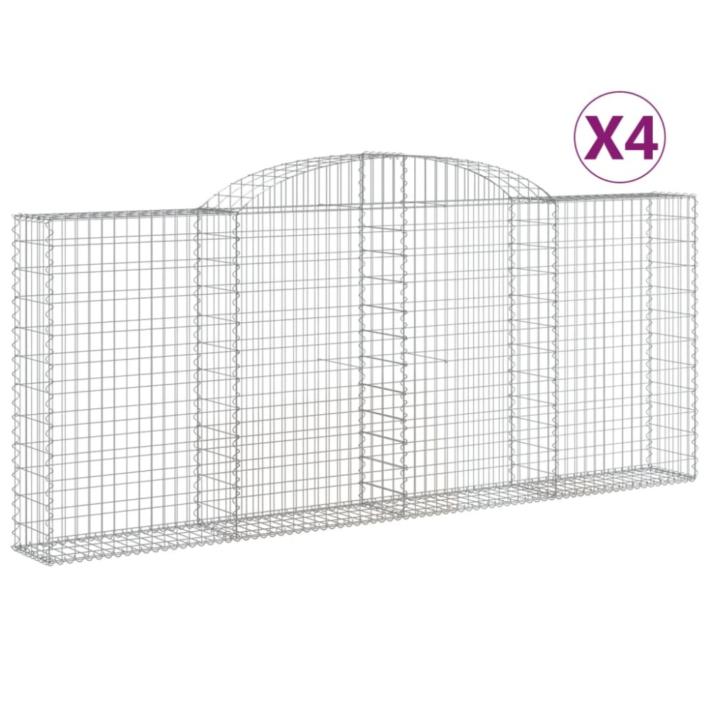 vidaXL Συρματοκιβώτια Τοξωτά 4 τεμ. 300x30x120/140 εκ. Γαλβαν. Ατσάλι