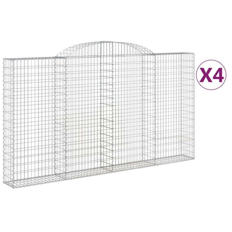 vidaXL Συρματοκιβώτια Τοξωτά 4 τεμ. 300x30x160/180 εκ. Γαλβαν. Ατσάλι