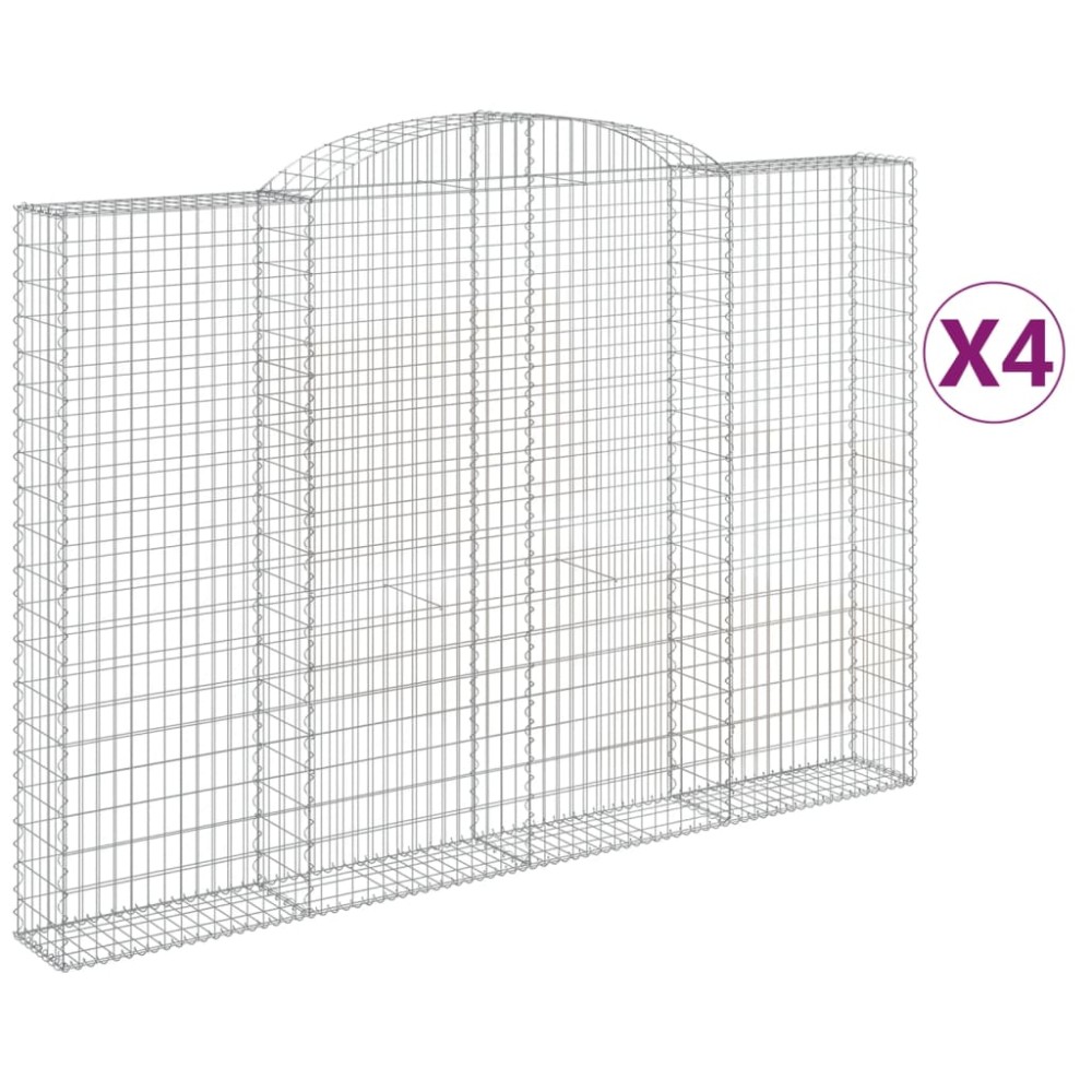 vidaXL Συρματοκιβώτια Τοξωτά 4 τεμ. 300x30x200/220 εκ. Γαλβαν. Ατσάλι