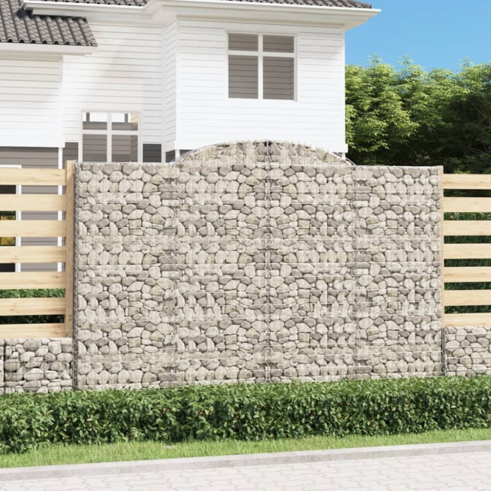 vidaXL Συρματοκιβώτια Τοξωτά 4 τεμ. 300x30x200/220 εκ. Γαλβαν. Ατσάλι