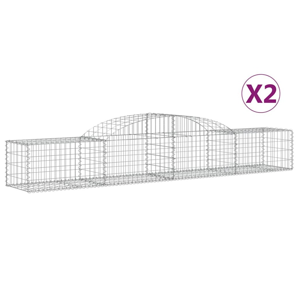 vidaXL Συρματοκιβώτια Τοξωτά 2 τεμ. 300x50x40/60 εκ. Γαλβαν. Ατσάλι