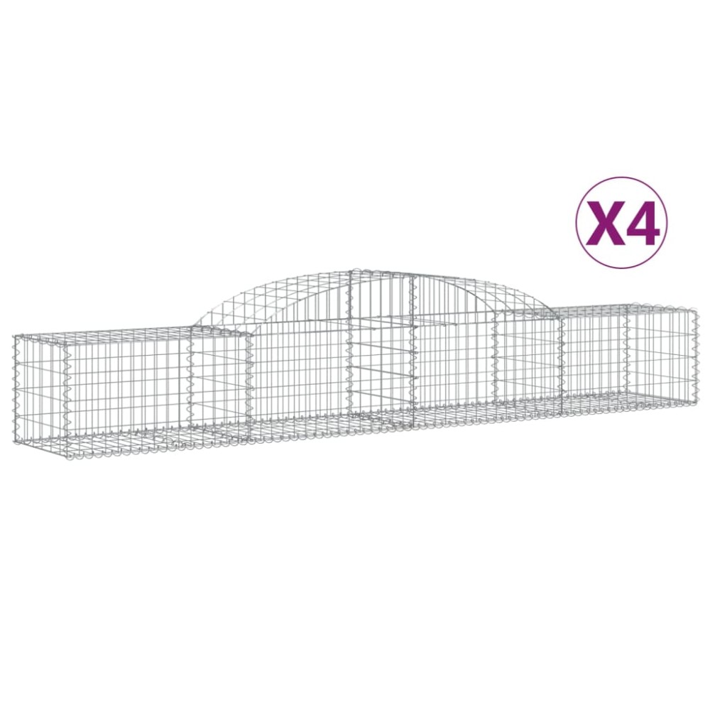 vidaXL Συρματοκιβώτια Τοξωτά 4 τεμ. 300x50x40/60 εκ. Γαλβαν. Ατσάλι