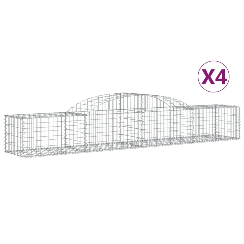 vidaXL Συρματοκιβώτια Τοξωτά 4 τεμ. 300x50x40/60 εκ. Γαλβαν. Ατσάλι