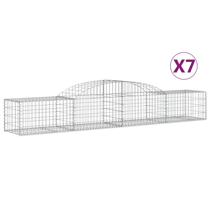 vidaXL Συρματοκιβώτια Τοξωτά 7 τεμ. 300x50x40/60 εκ. Γαλβαν. Ατσάλι