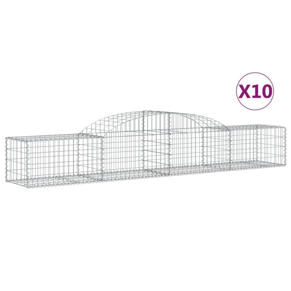 vidaXL Συρματοκιβώτια Τοξωτά 10 τεμ. 300x50x40/60 εκ. Γαλβαν. Ατσάλι