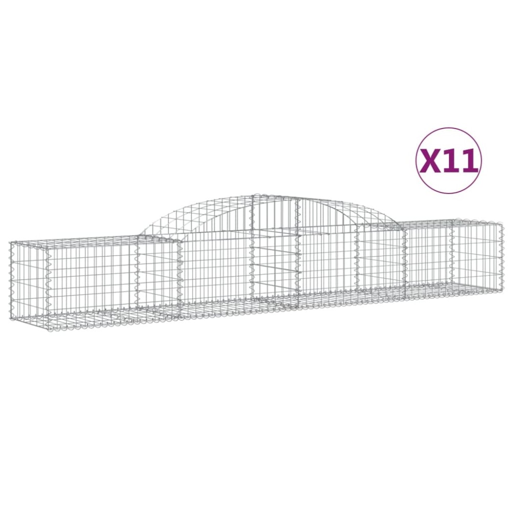 vidaXL Συρματοκιβώτια Τοξωτά 11 τεμ. 300x50x40/60 εκ. Γαλβαν. Ατσάλι