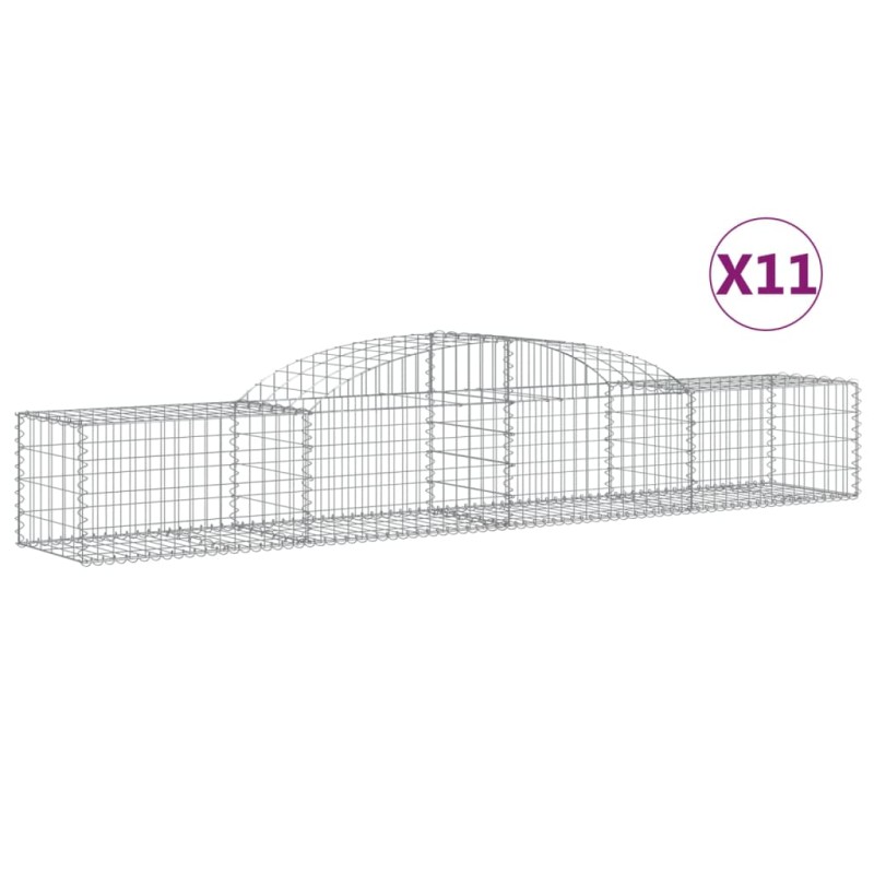 vidaXL Συρματοκιβώτια Τοξωτά 11 τεμ. 300x50x40/60 εκ. Γαλβαν. Ατσάλι