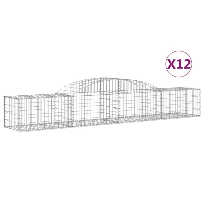 vidaXL Συρματοκιβώτια Τοξωτά 12 τεμ. 300x50x40/60 εκ. Γαλβαν. Ατσάλι