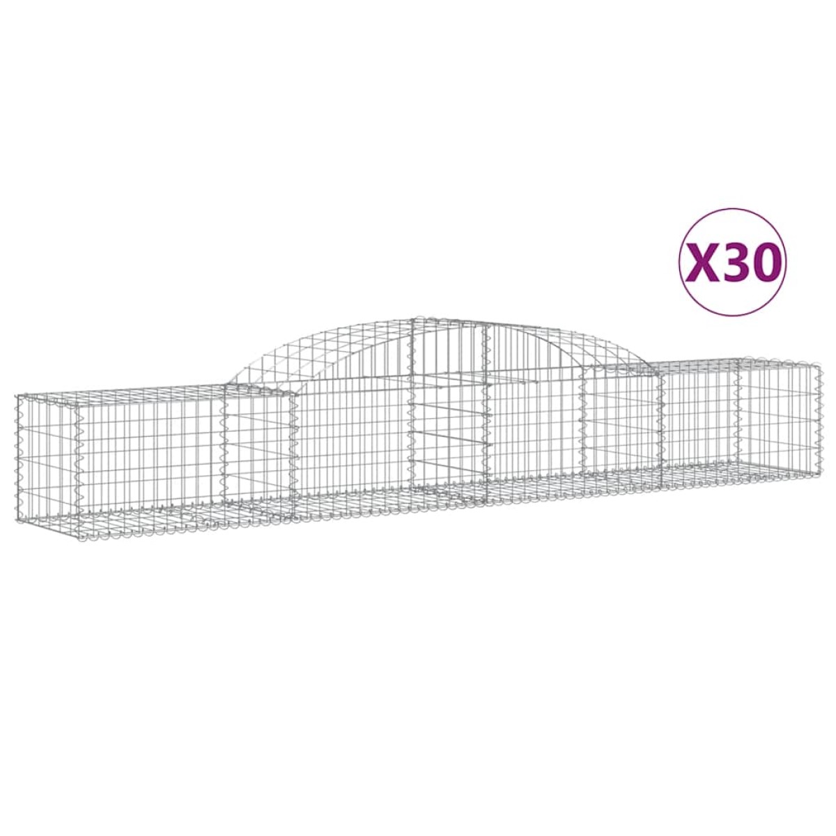 vidaXL Συρματοκιβώτια Τοξωτά 30 τεμ. 300x50x40/60 εκ. Γαλβαν. Ατσάλι