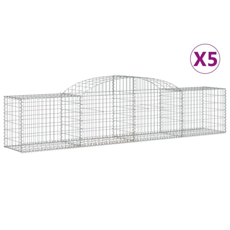 vidaXL Συρματοκιβώτια Τοξωτά 5 τεμ. 300x50x60/80 εκ. Γαλβαν. Ατσάλι