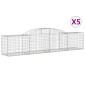 vidaXL Συρματοκιβώτια Τοξωτά 5 τεμ. 300x50x60/80 εκ. Γαλβαν. Ατσάλι