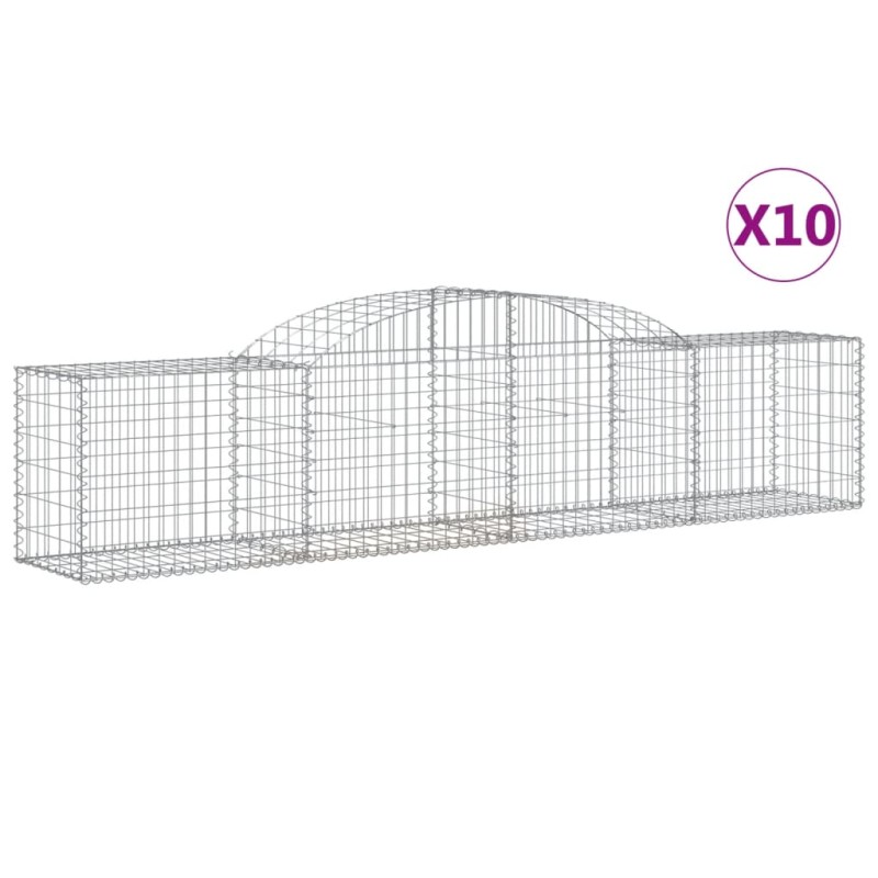 vidaXL Συρματοκιβώτια Τοξωτά 10 τεμ. 300x50x60/80 εκ. Γαλβαν. Ατσάλι