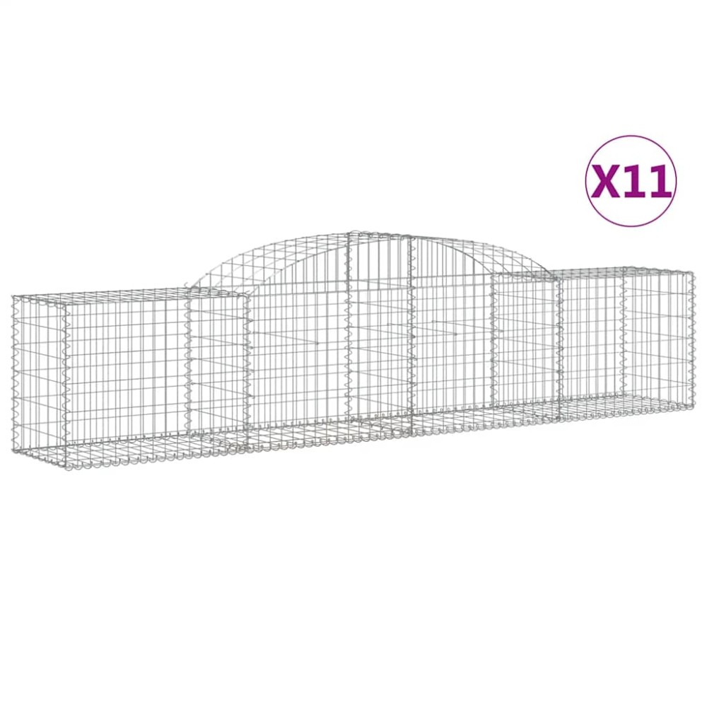 vidaXL Συρματοκιβώτια Τοξωτά 11 τεμ. 300x50x60/80 εκ. Γαλβαν. Ατσάλι