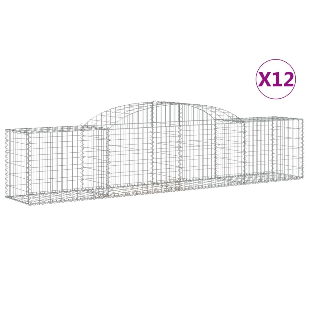 vidaXL Συρματοκιβώτια Τοξωτά 12 τεμ. 300x50x60/80 εκ. Γαλβαν. Ατσάλι