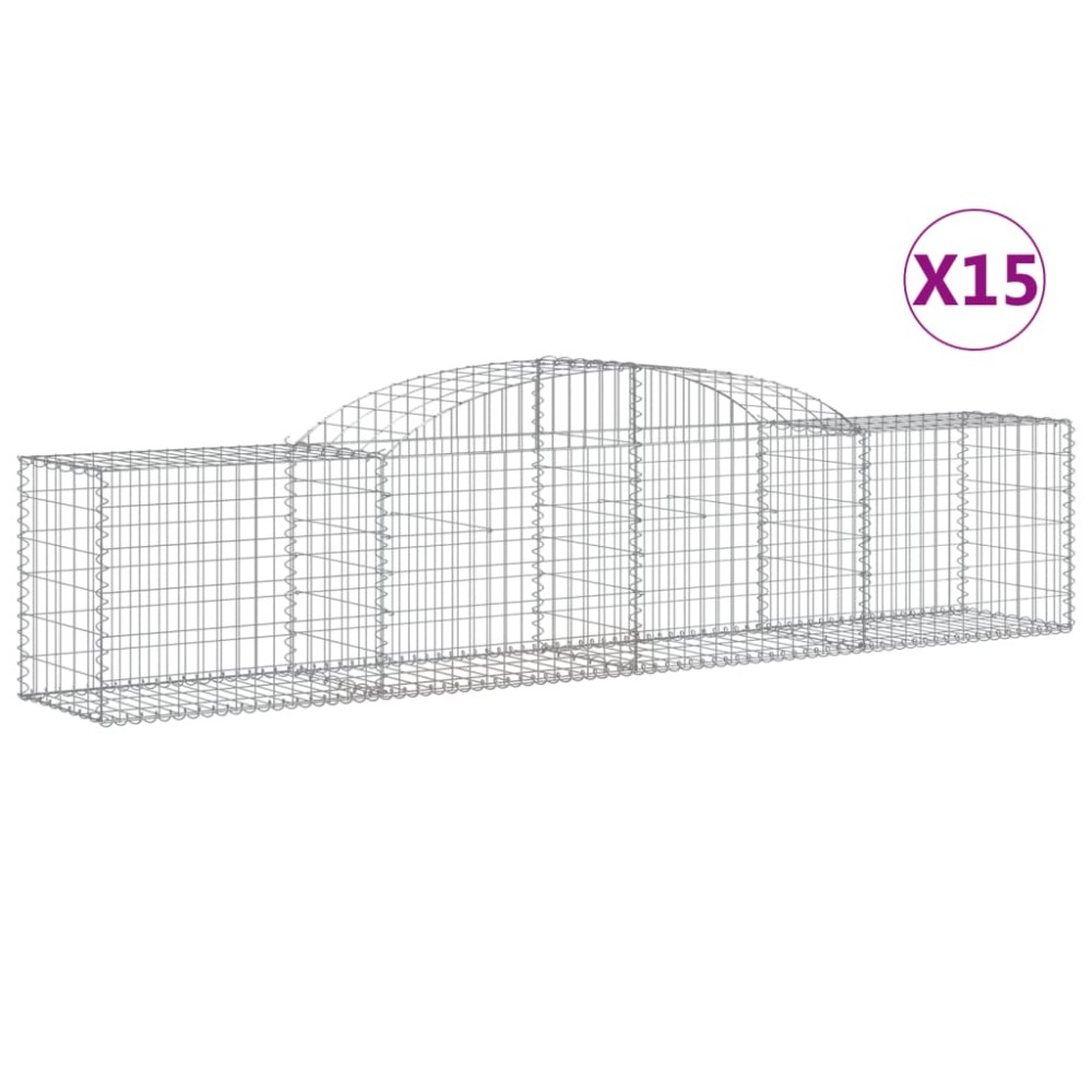 vidaXL Συρματοκιβώτια Τοξωτά 15 τεμ. 300x50x60/80 εκ. Γαλβαν. Ατσάλι