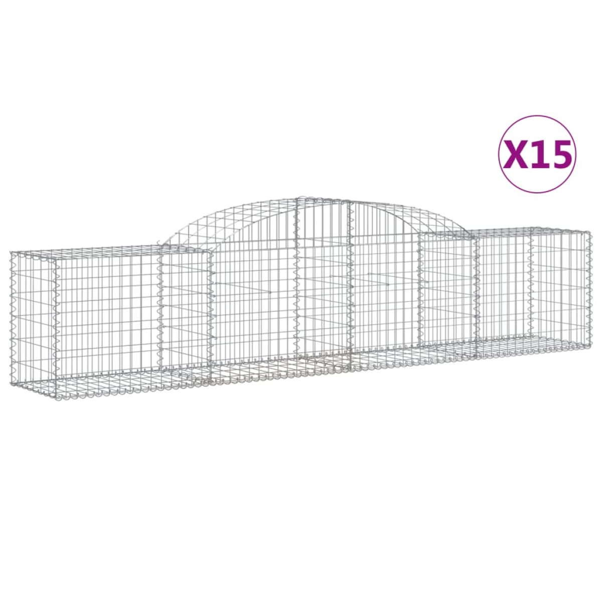 vidaXL Συρματοκιβώτια Τοξωτά 15 τεμ. 300x50x60/80 εκ. Γαλβαν. Ατσάλι