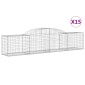 vidaXL Συρματοκιβώτια Τοξωτά 15 τεμ. 300x50x60/80 εκ. Γαλβαν. Ατσάλι