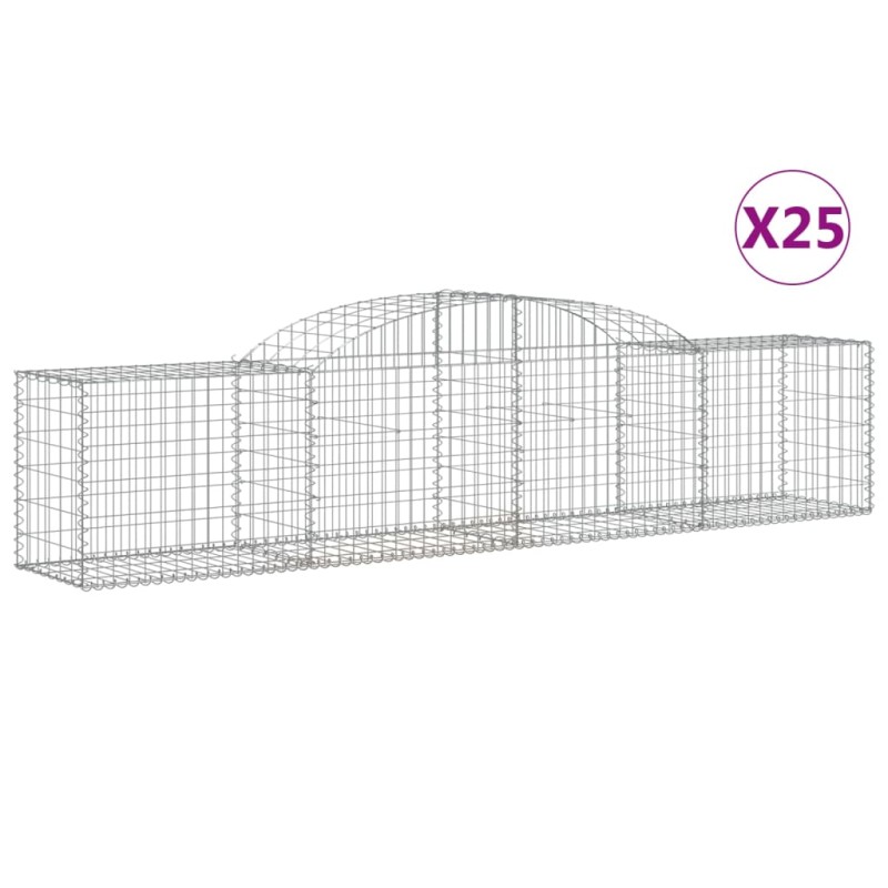 vidaXL Συρματοκιβώτια Τοξωτά 25 τεμ. 300x50x60/80 εκ. Γαλβαν. Ατσάλι