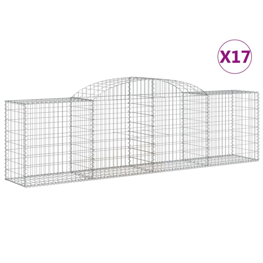 vidaXL Συρματοκιβώτια Τοξωτά 17 τεμ. 300x50x80/100 εκ. Γαλβαν. Ατσάλι