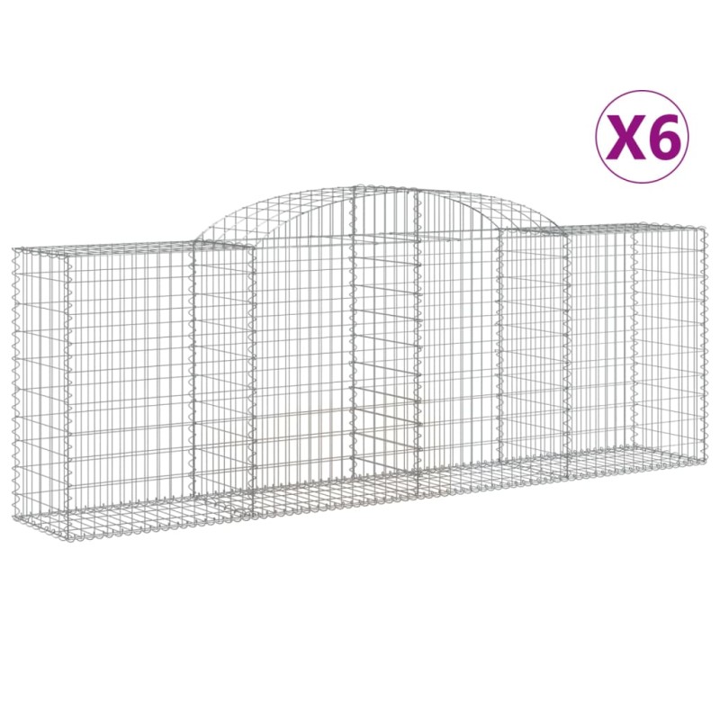 vidaXL Συρματοκιβώτια Τοξωτά 6 τεμ. 300x50x100/120 εκ. Γαλβαν. Ατσάλι