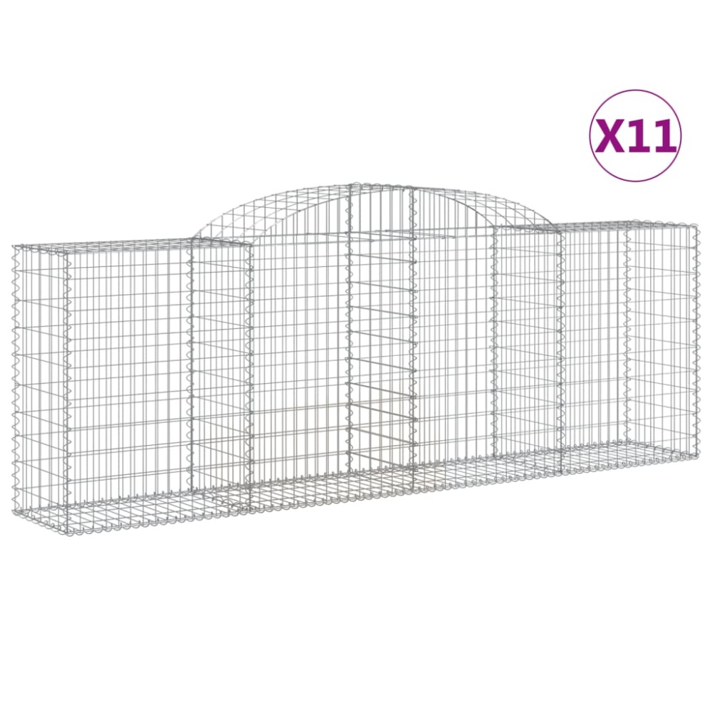 vidaXL Συρματοκιβώτια Τοξωτά 11 τεμ. 300x50x100/120 εκ. Γαλβαν. Ατσάλι