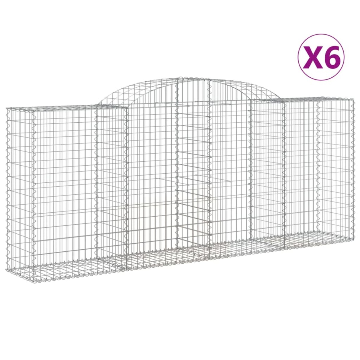 vidaXL Συρματοκιβώτια Τοξωτά 6 τεμ. 300x50x120/140 εκ. Γαλβαν. Ατσάλι