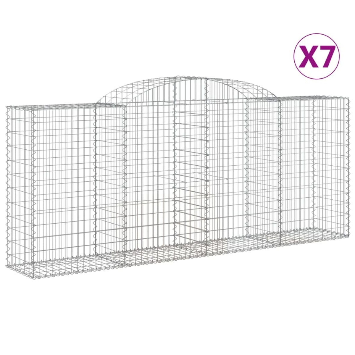 vidaXL Συρματοκιβώτια Τοξωτά 7 τεμ. 300x50x120/140 εκ. Γαλβαν. Ατσάλι