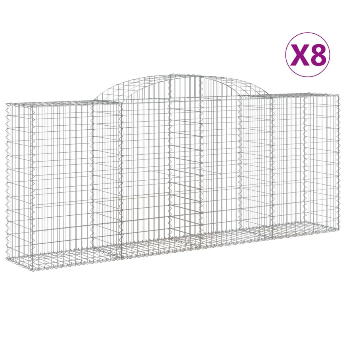 vidaXL Συρματοκιβώτια Τοξωτά 8 τεμ. 300x50x120/140 εκ. Γαλβαν. Ατσάλι