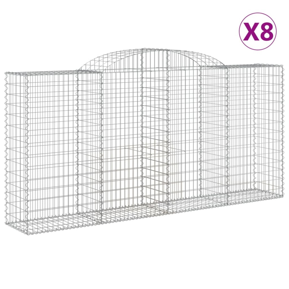 vidaXL Συρματοκιβώτια Τοξωτά 8 τεμ. 300x50x140/160 εκ. Γαλβαν. Ατσάλι