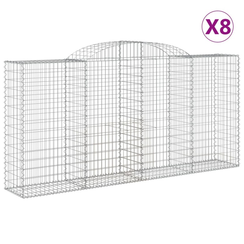 vidaXL Συρματοκιβώτια Τοξωτά 8 τεμ. 300x50x140/160 εκ. Γαλβαν. Ατσάλι