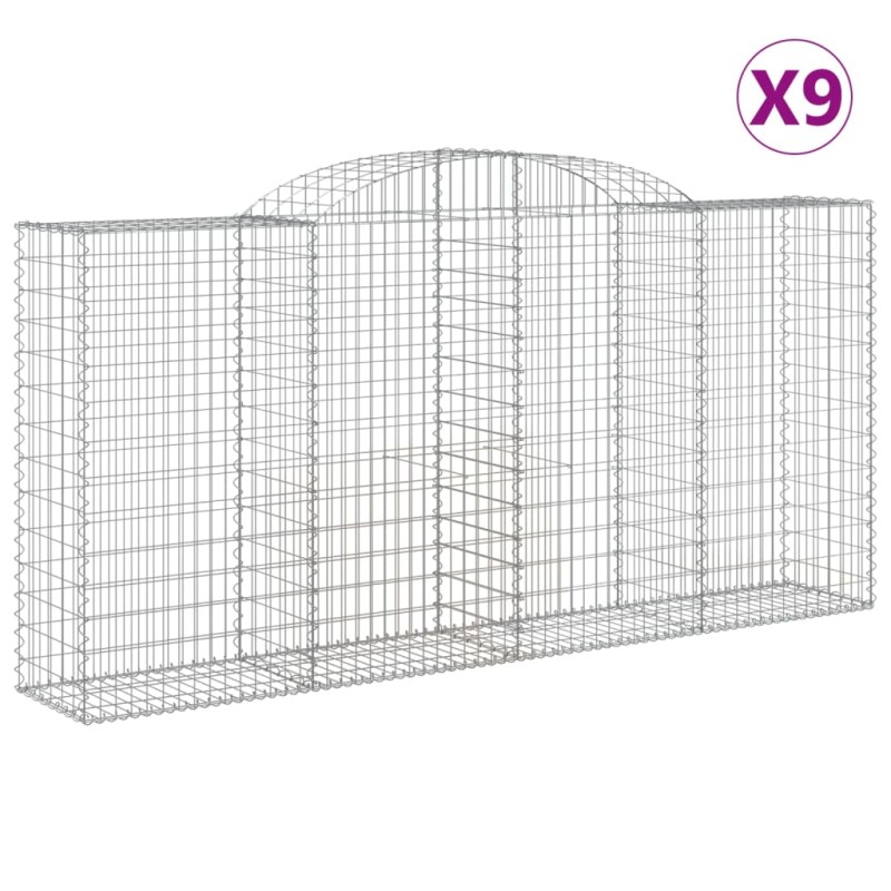 vidaXL Συρματοκιβώτια Τοξωτά 9 τεμ. 300x50x140/160 εκ. Γαλβαν. Ατσάλι