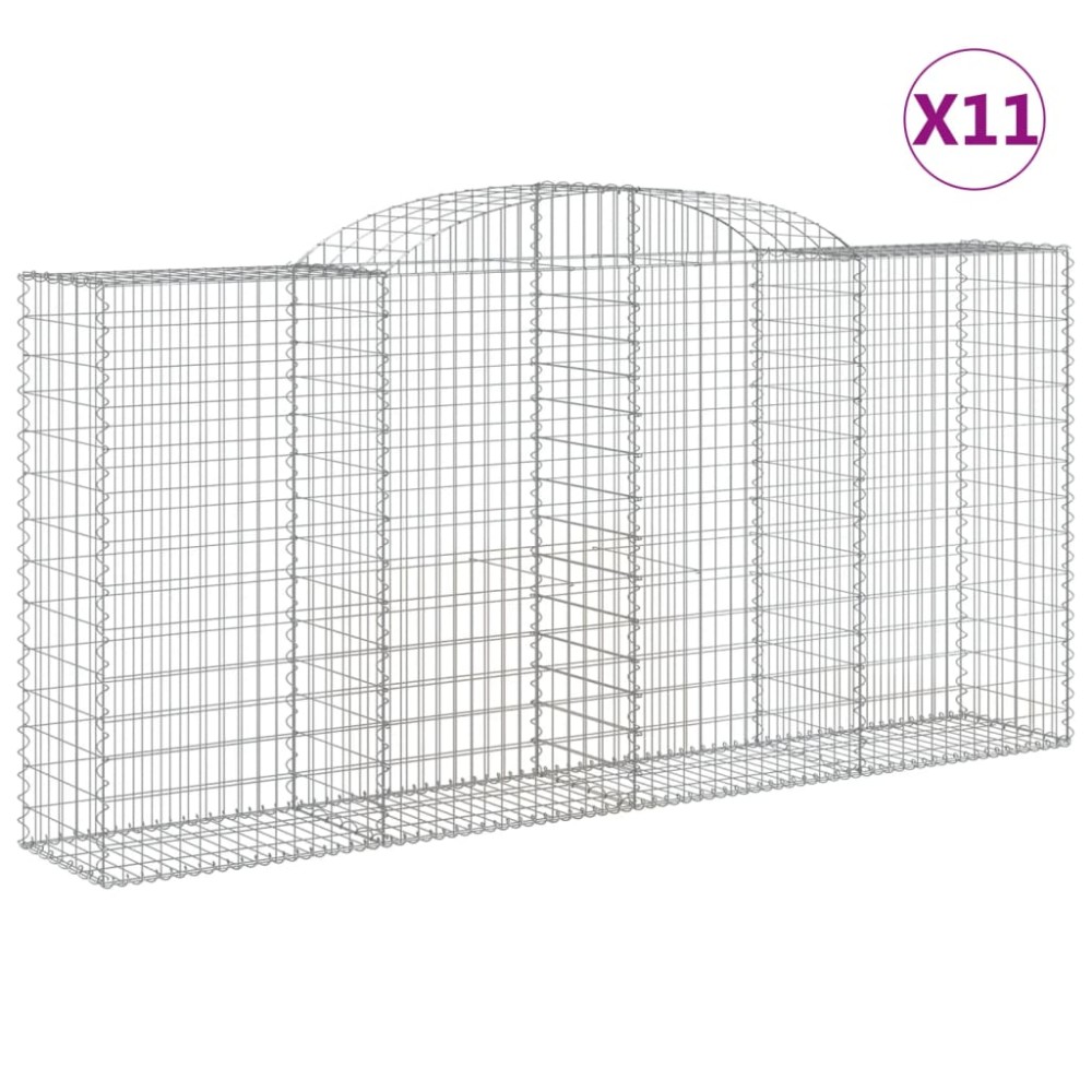 vidaXL Συρματοκιβώτια Τοξωτά 11 τεμ. 300x50x140/160 εκ. Γαλβαν. Ατσάλι