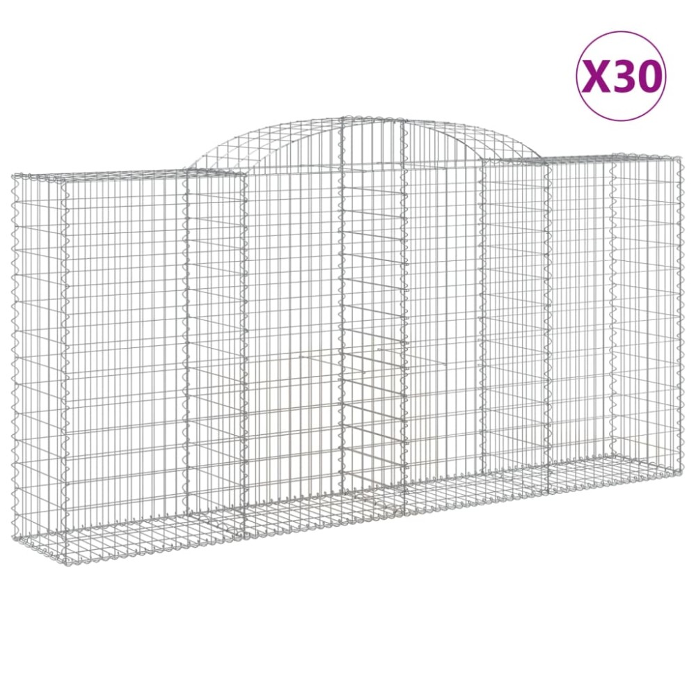 vidaXL Συρματοκιβώτια Τοξωτά 30 τεμ. 300x50x140/160 εκ. Γαλβαν. Ατσάλι