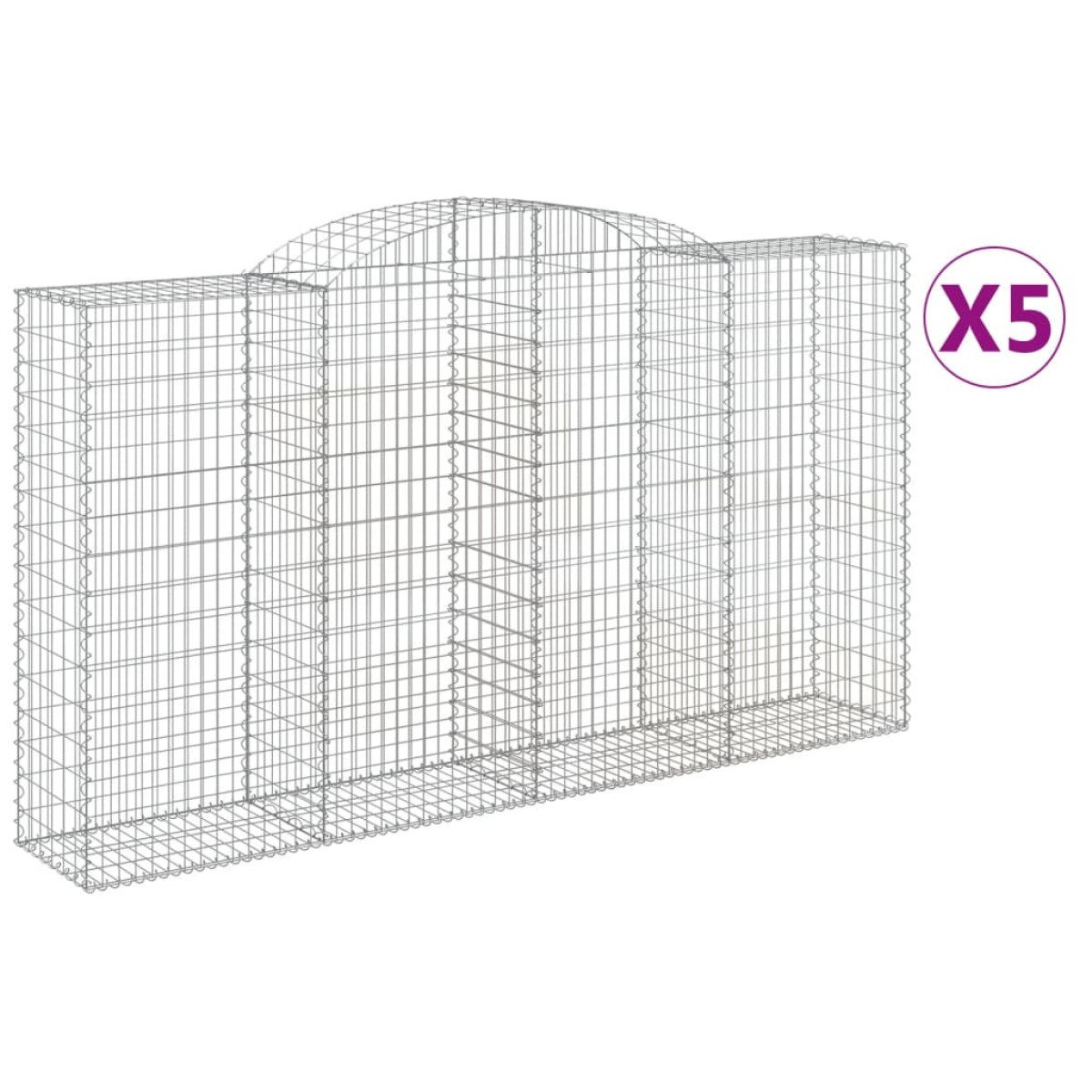 vidaXL Συρματοκιβώτια Τοξωτά 5 τεμ. 300x50x160/180 εκ. Γαλβαν. Ατσάλι