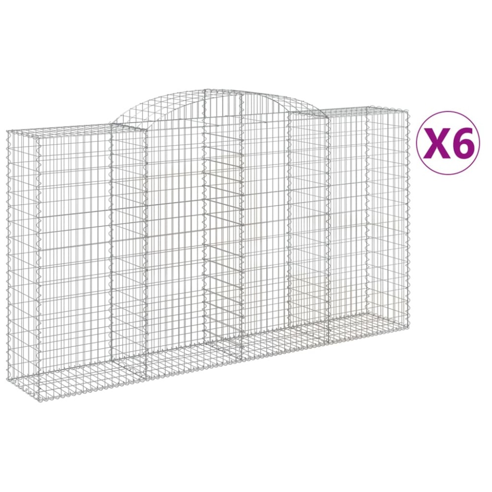 vidaXL Συρματοκιβώτια Τοξωτά 6 τεμ. 300x50x160/180 εκ. Γαλβαν. Ατσάλι