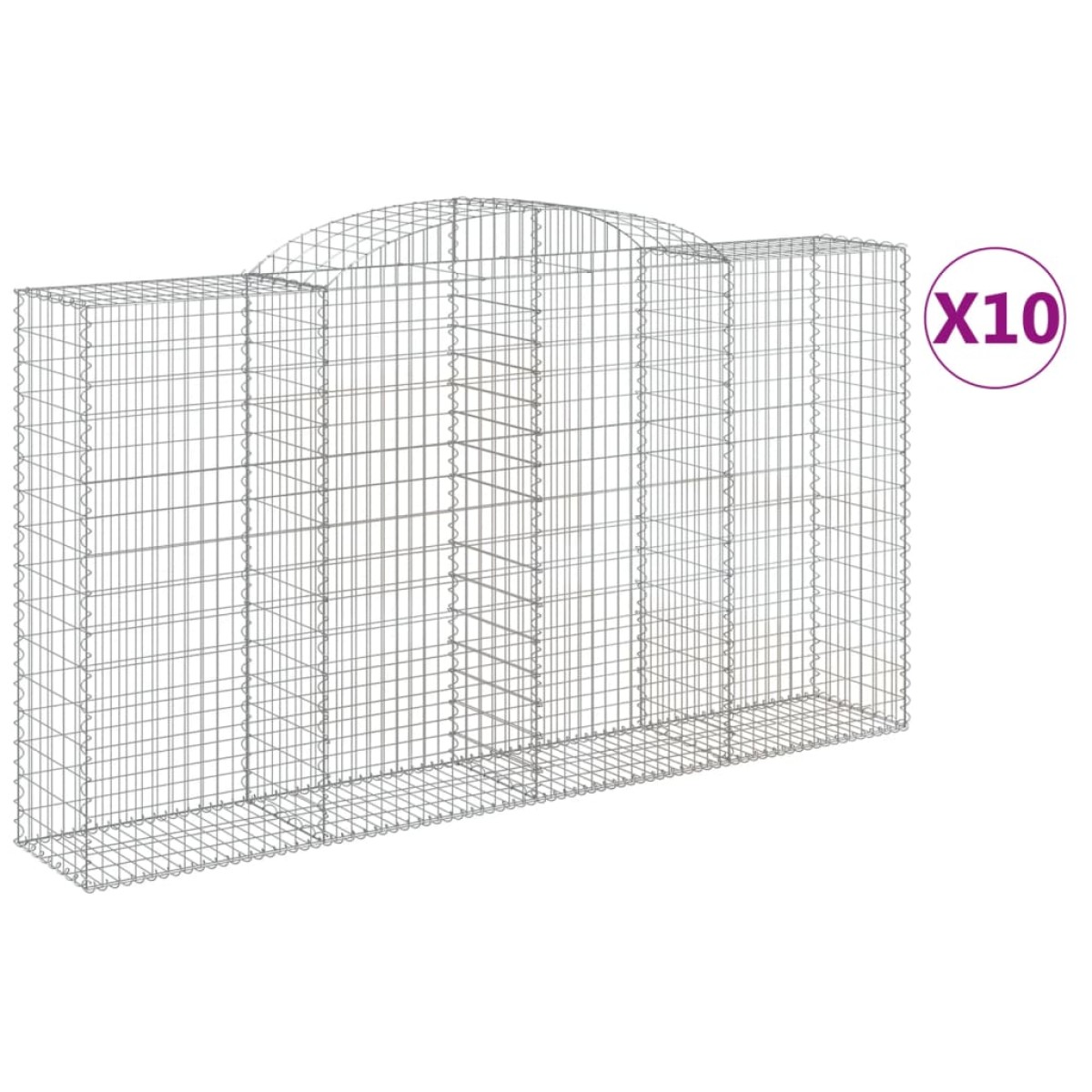 vidaXL Συρματοκιβώτια Τοξωτά 10 τεμ. 300x50x160/180 εκ. Γαλβαν. Ατσάλι