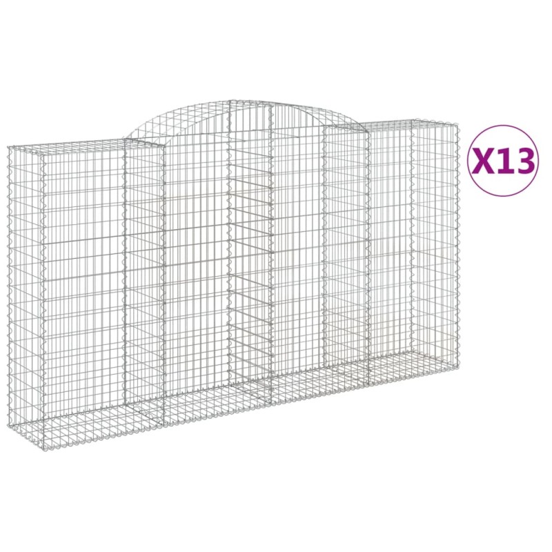 vidaXL Συρματοκιβώτια Τοξωτά 13 τεμ. 300x50x160/180 εκ. Γαλβαν. Ατσάλι