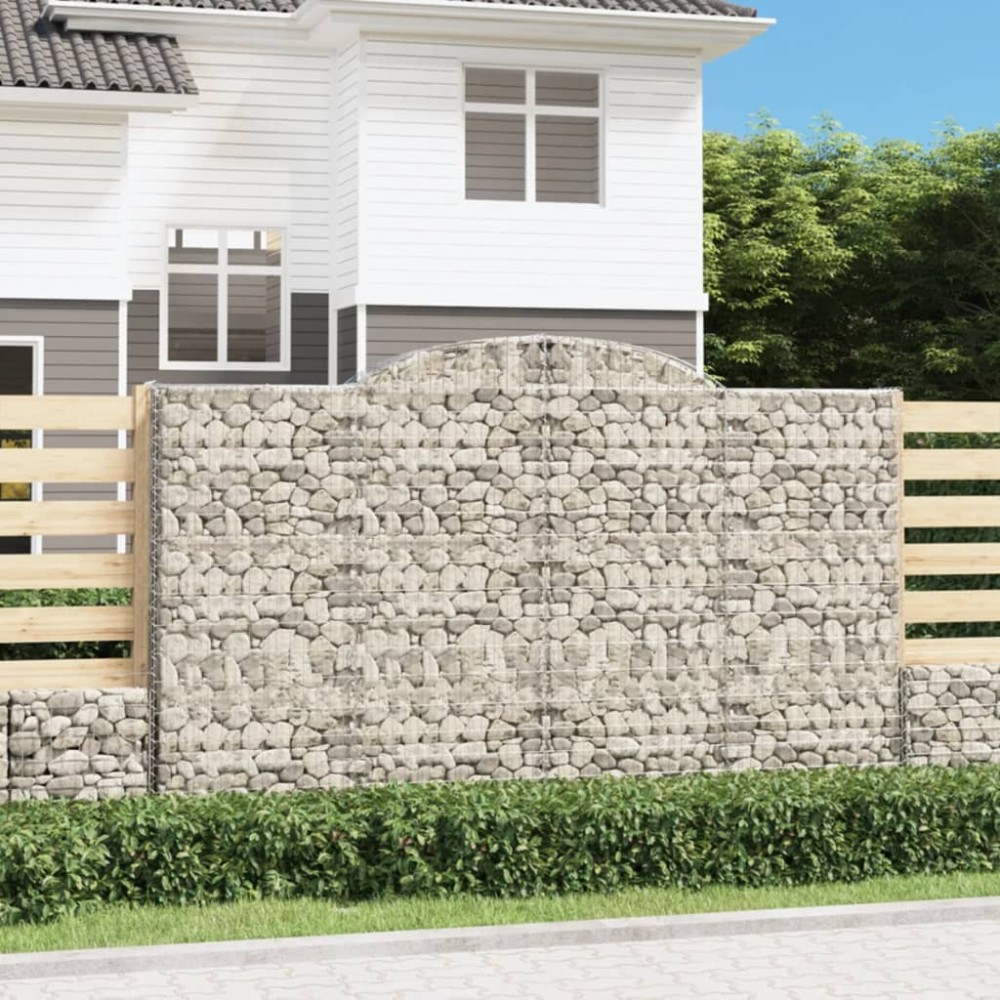 vidaXL Συρματοκιβώτια Τοξωτά 2 τεμ. 300x50x180/200 εκ. Γαλβαν. Ατσάλι